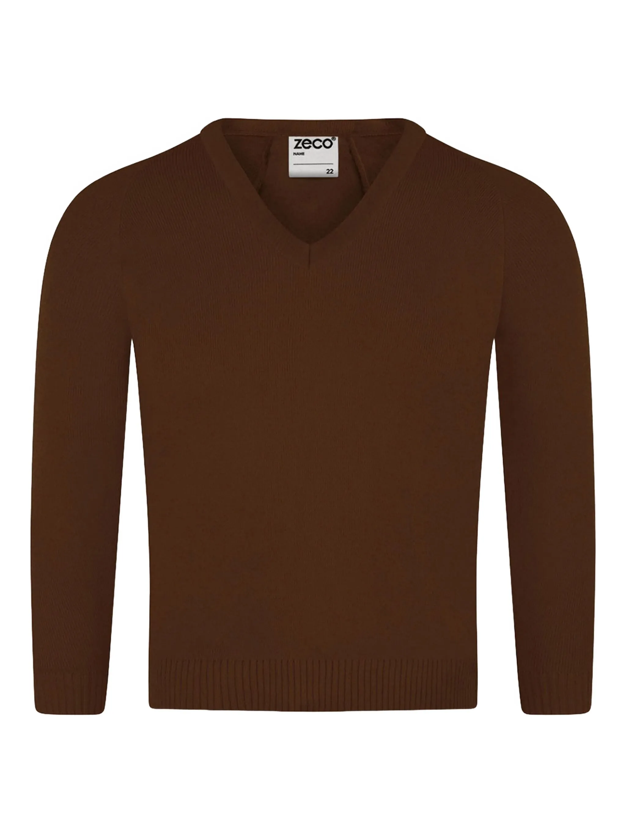 

Свитер в рубчик с V-образным вырезом Zeco Schoolwear Kids, коричневый