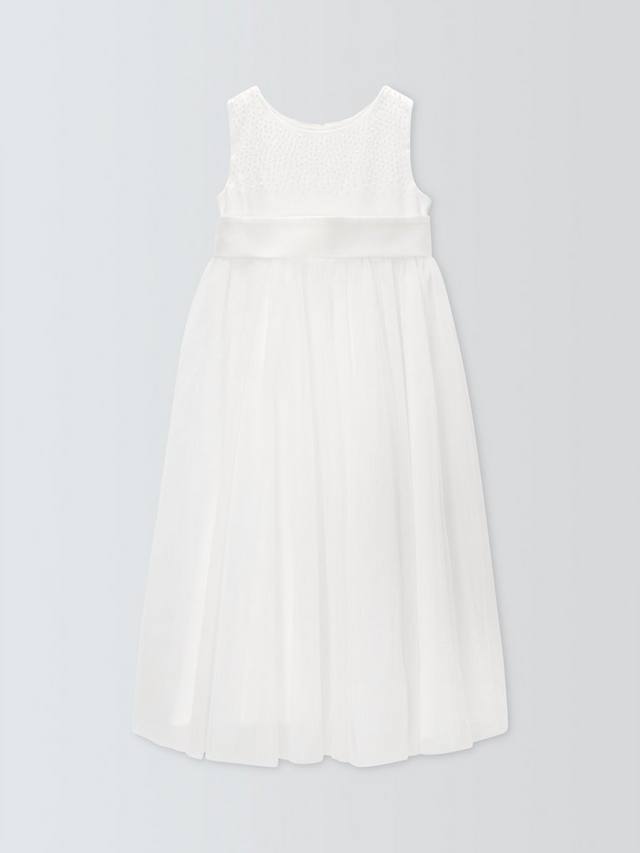 Детское платье для подружек невесты из блестящей тюли John Lewis Heirloom Collection, White — фото 2