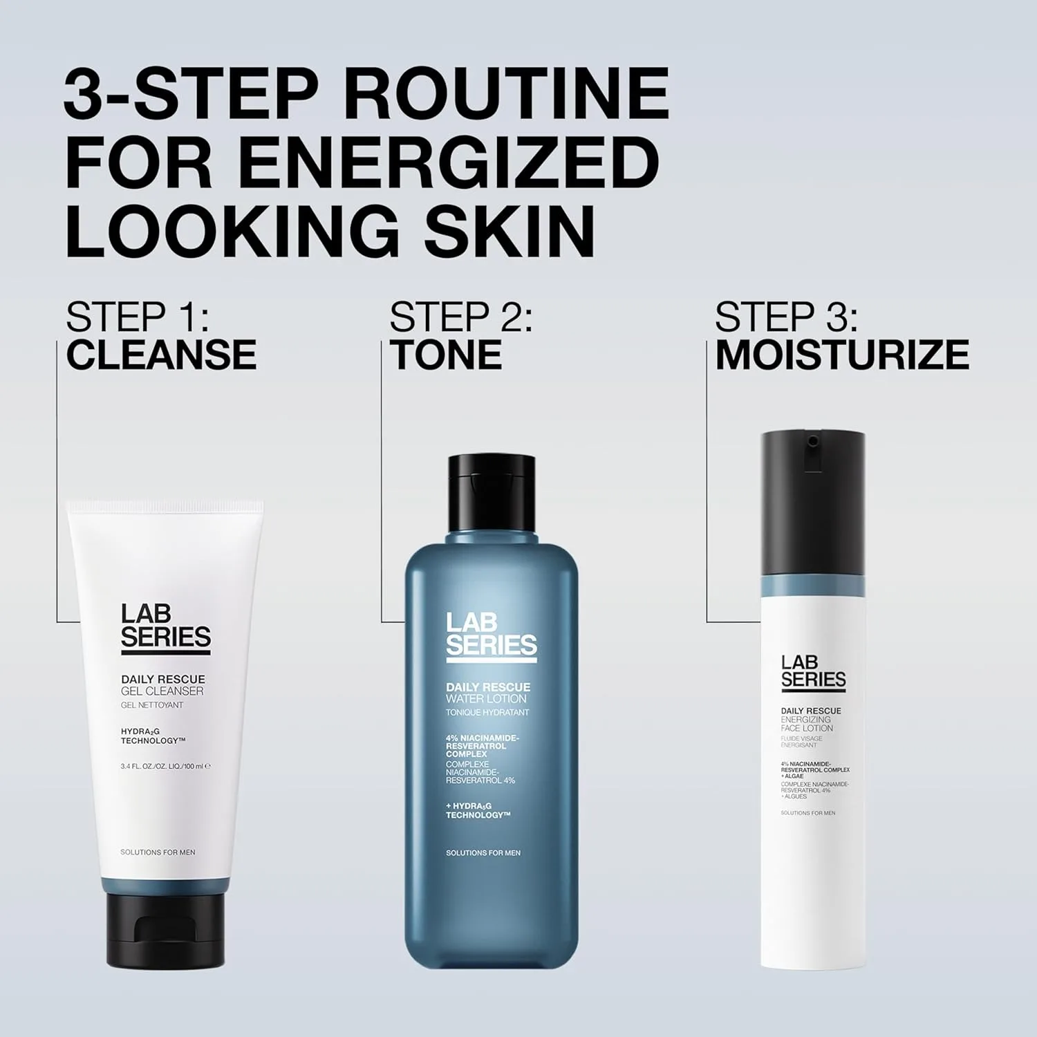 Набор для ухода за кожей лица Lab Series Men's Hydrating Skin Care Set - Daily Rescue Bundle Set - водный лосьон-тоник 6,7 жидких унций и увлажняющий лосьон для лица 1,7 жидких унций — фото 4