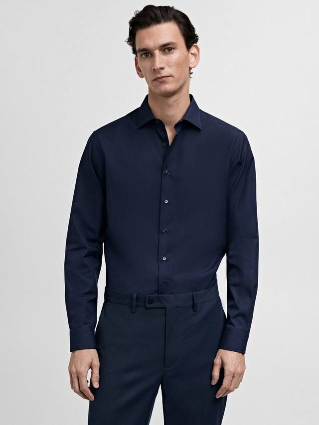 

Хлопковая рубашка Emeritol с длинными рукавами Mango, Navy