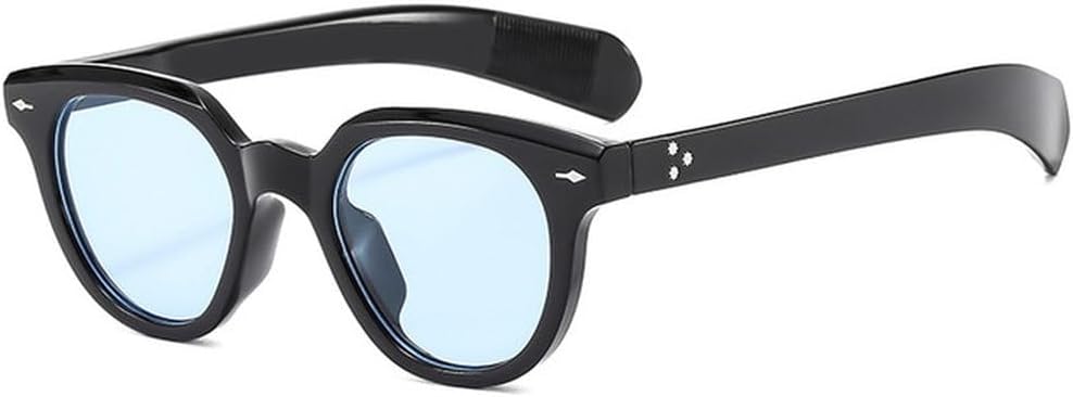 

Модные круглые солнцезащитные очки для женщин, ретро, ​​роскошные овальные женские очки с заклепками, панк-очки для мужчин, солнцезащитные очки UV400 TVTBBVV, Black Blue