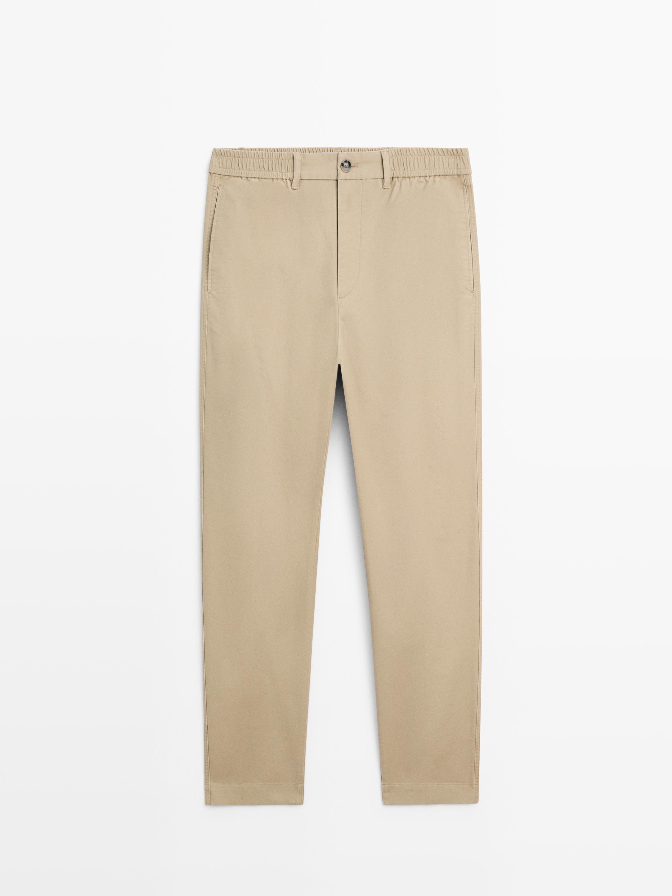 Брюки jogger из хлопковой смеси Massimo Dutti, ochre — фото 2