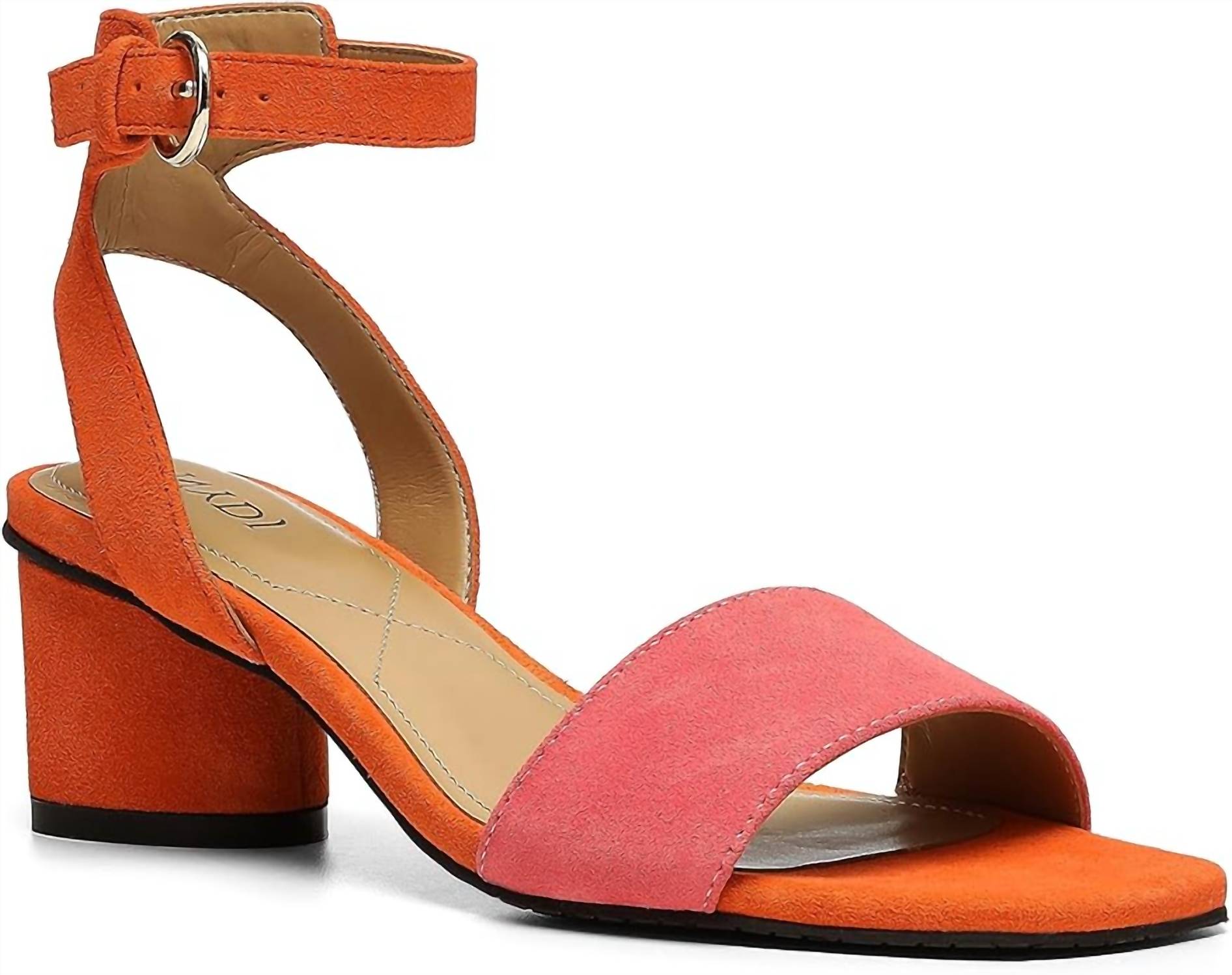Женские босоножки на каблуке Georgia из замши цвета арбуза NYDJ, цвет watermelon suede — фото 2