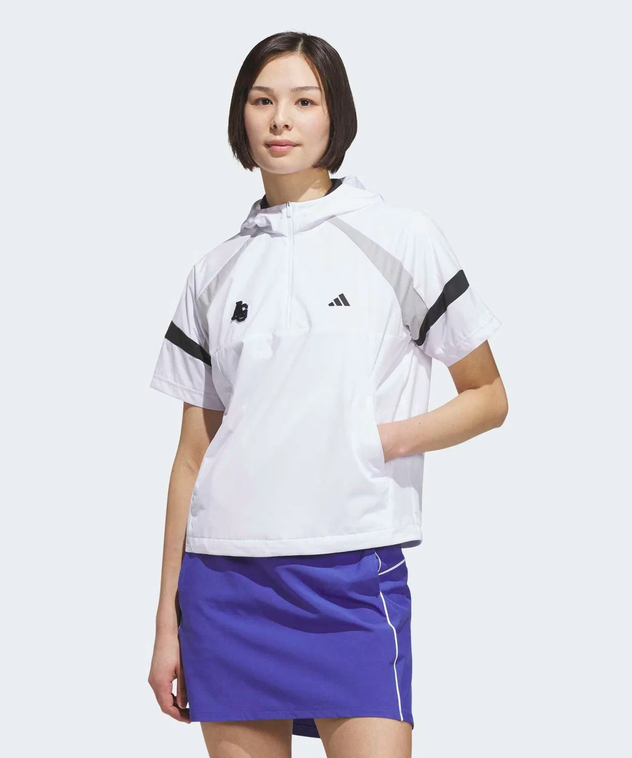 Женская анорак-куртка с капюшоном и полузастежкой, без рукавов, Adidas Golf, White