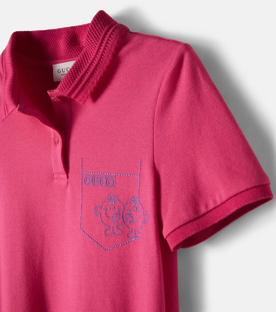 Платье-поло из хлопковой смеси Mr Men Little Miss Gucci Kids, розовый — фото 4