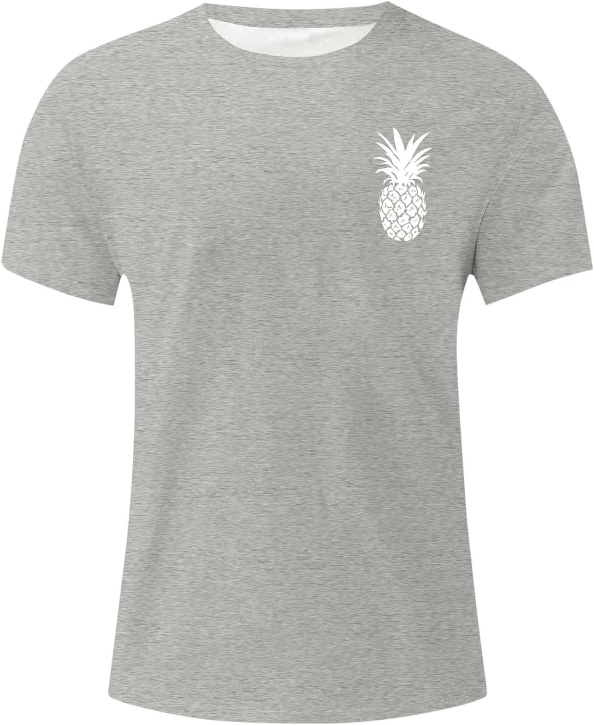 Мужская футболка с принтом ананаса Summer Tops Cotton, Gray — фото 4