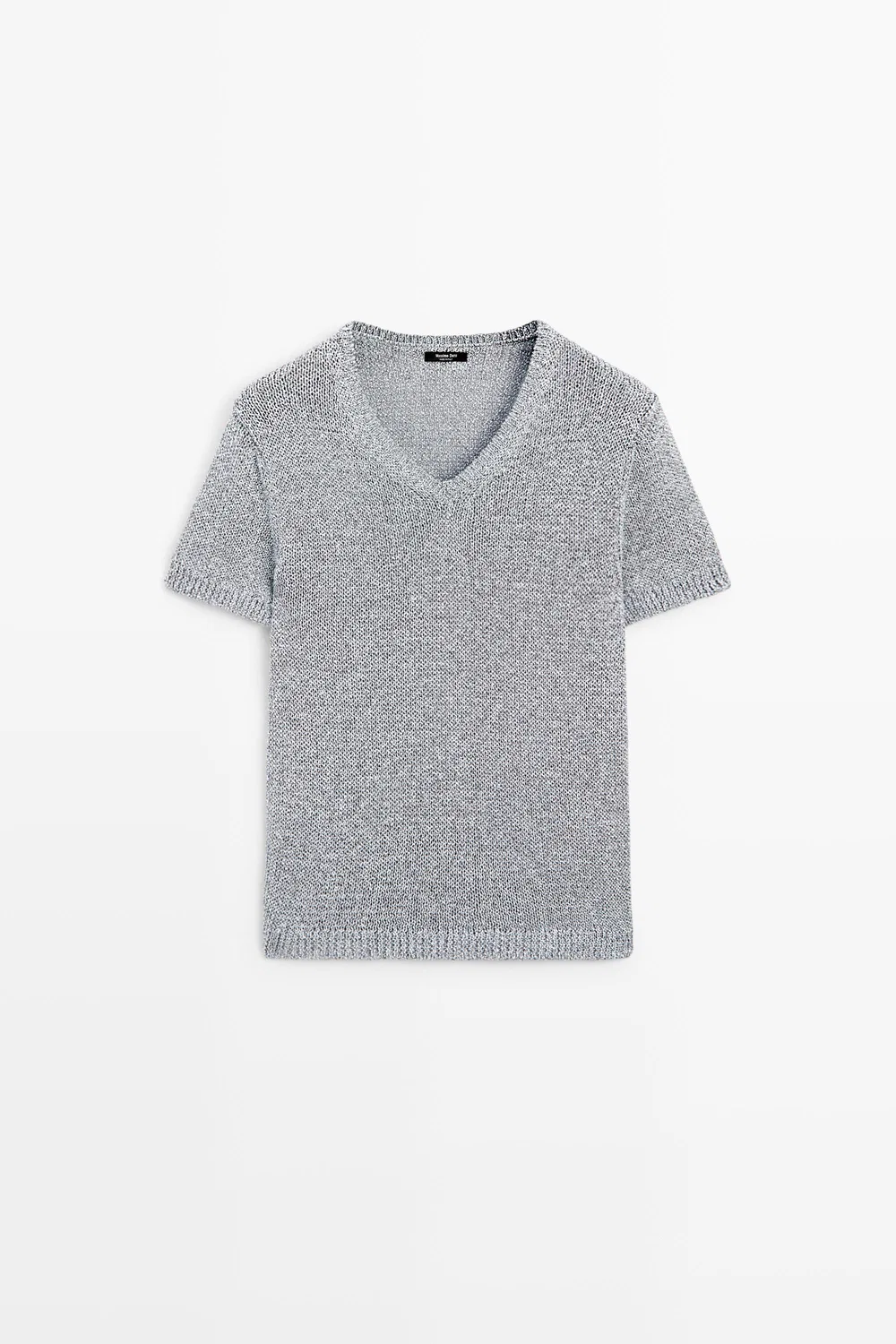 Топ Massimo Dutti Short Sleeve Knit, голубоватый — фото 2