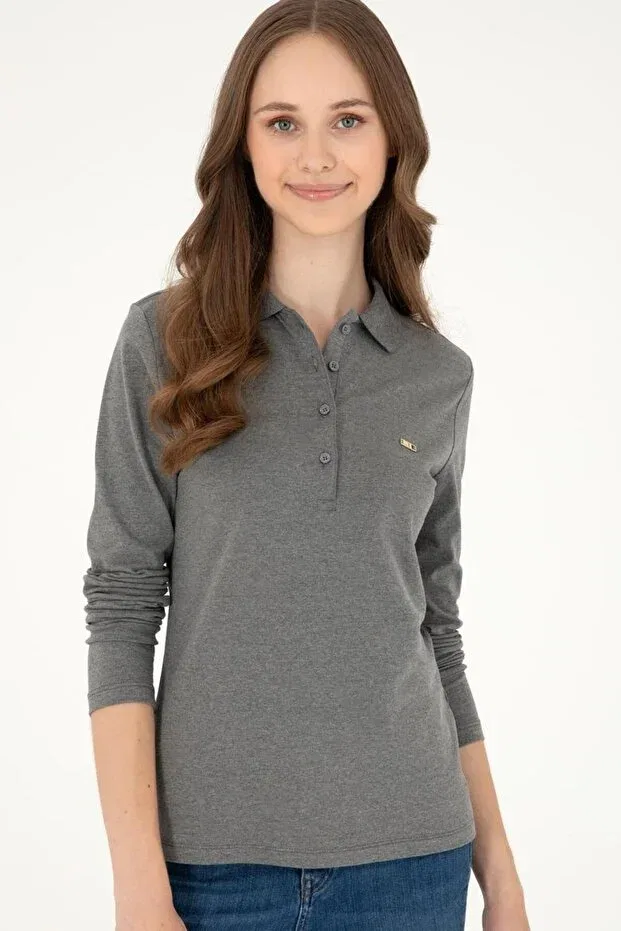 Женские свитшот с воротником-поло U.S. Polo Assn., Gray
