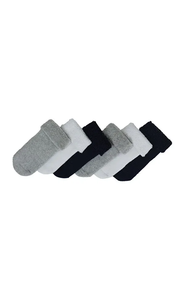 Детские носки для новорожденных хлопковые 6-Pack curly towel baby seamless socks Fluffyfeet, Navy Blue — фото 3