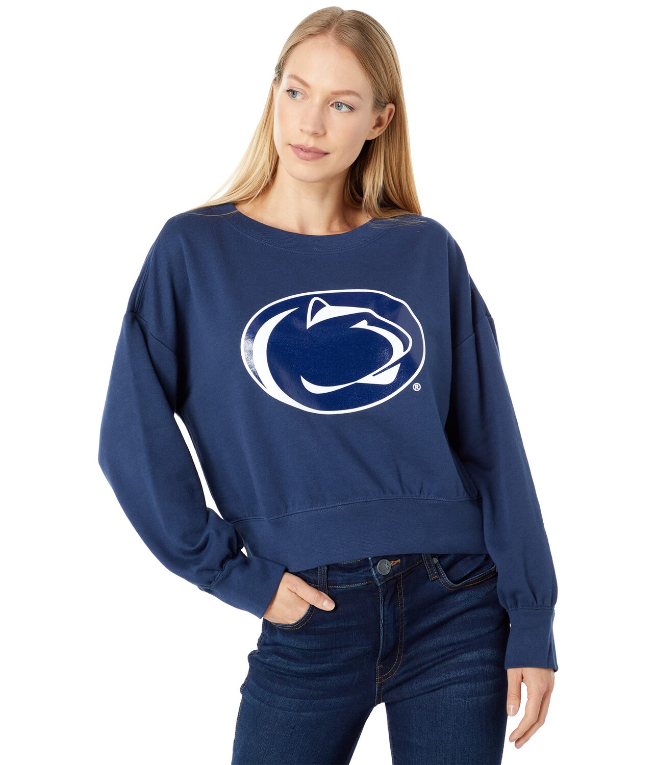 

Пуловер Lauren James, Penn State Nittany Lions Cropped Crew Neck Sweatshirt, Синий, Пуловер Lauren James, Penn State Nittany Lions Cropped Crew Neck Sweatshirt