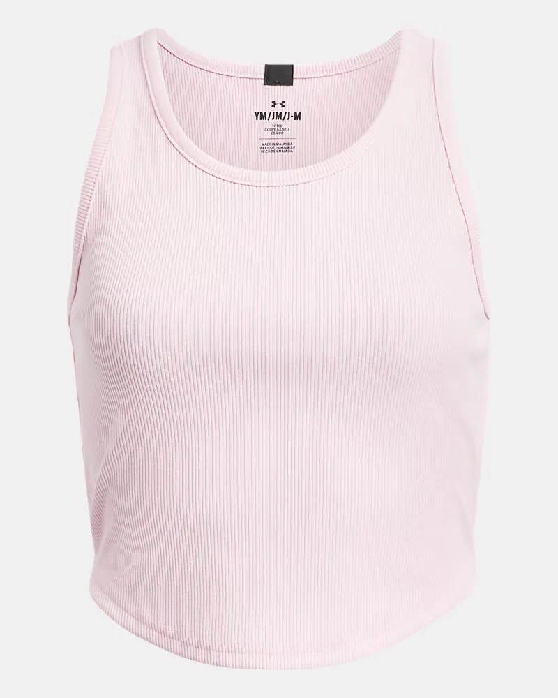 Майка детская с рубчатой эластичной тканью Rival Rib UnderArmour, Prime Pink/White