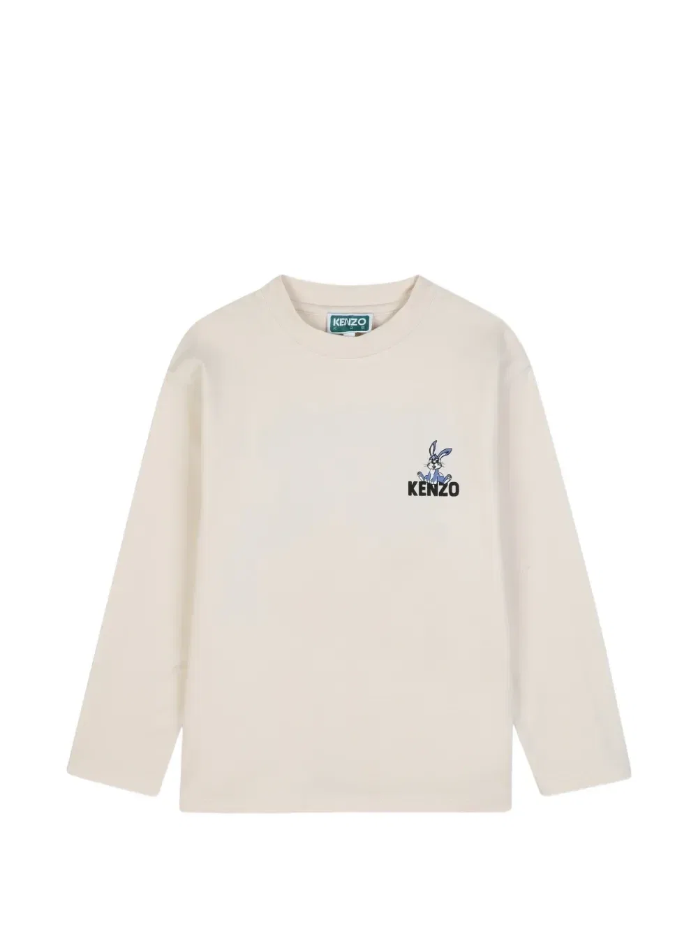 Футболка с длинными рукавами и графичным принтом Kenzo Kids, бежевый