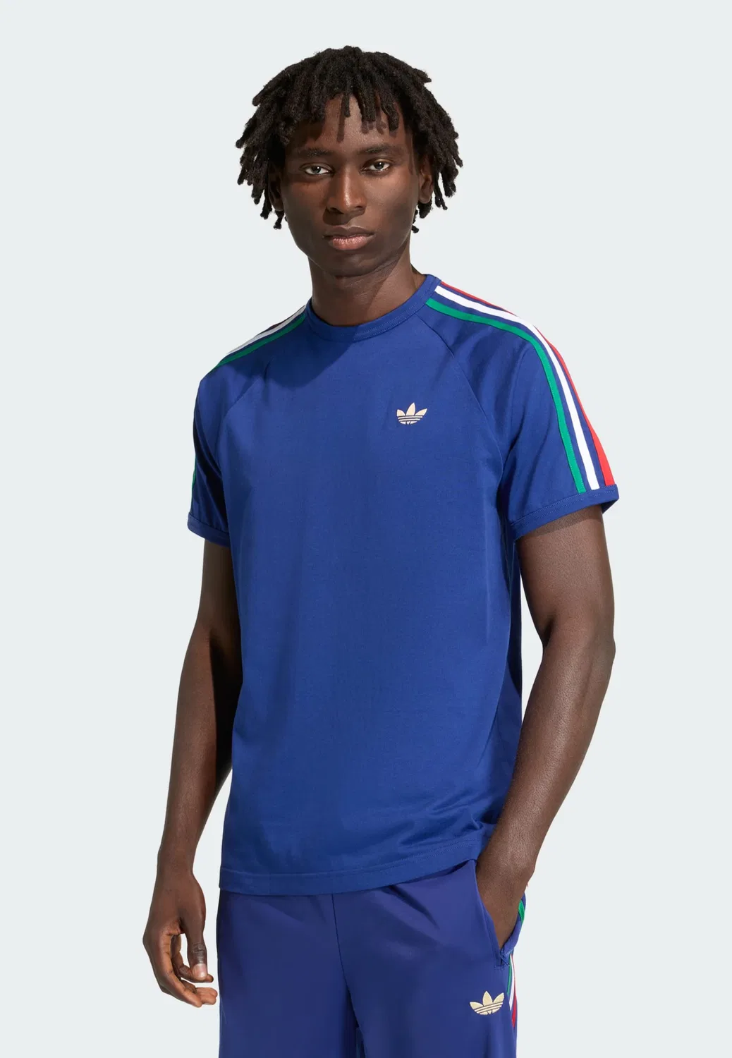 Футболка Adidas Originals 3 полоски ультрамаринового цвета — фото 2
