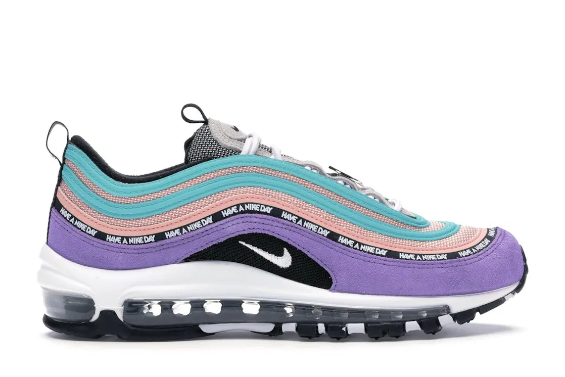 Детские кроссовки с многоцветным верхом Nike Air Max 97 Have a Nike Day, Space Purple/White-Black-Bleached Coral