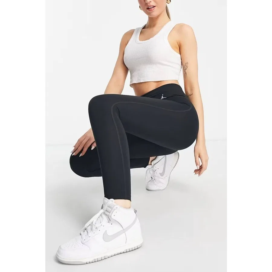 Женские спортивные леггинсы с карманом Jordan Dri Fit Sport Legging Logo Black Nike, Черный — фото 4