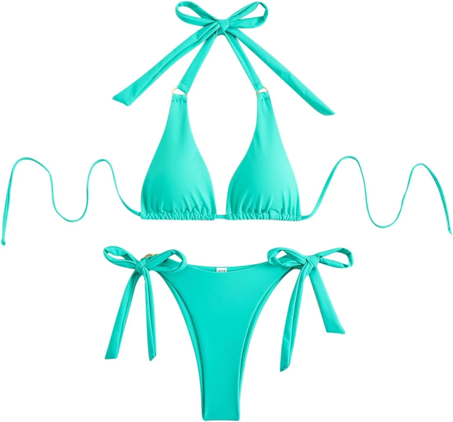 Женский бикини-сет с халтер-топом и стринг-трусиками, Mint Green
