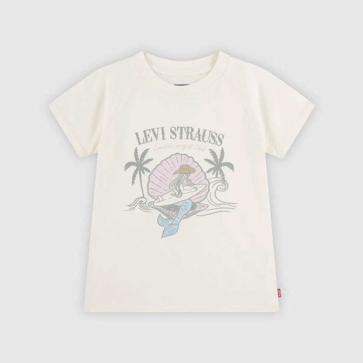Футболка с коротким рукавом и принтом русалки для девочек 4-6 лет Levi's, Antique White