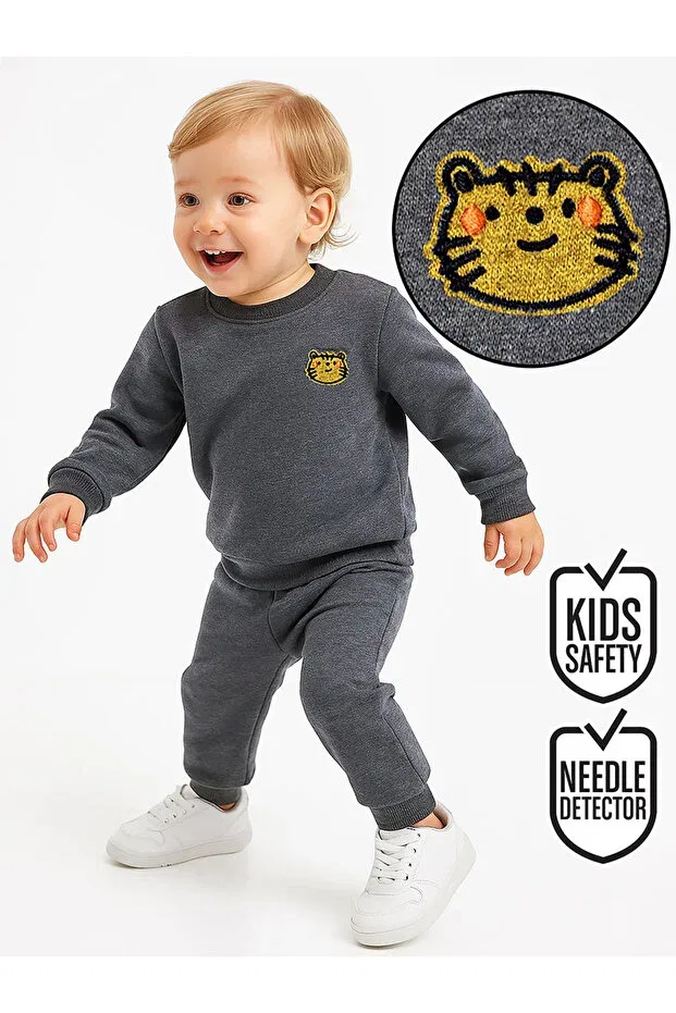 Детский спортивный комплект для мальчиков с вышивкой Denokids, Gray