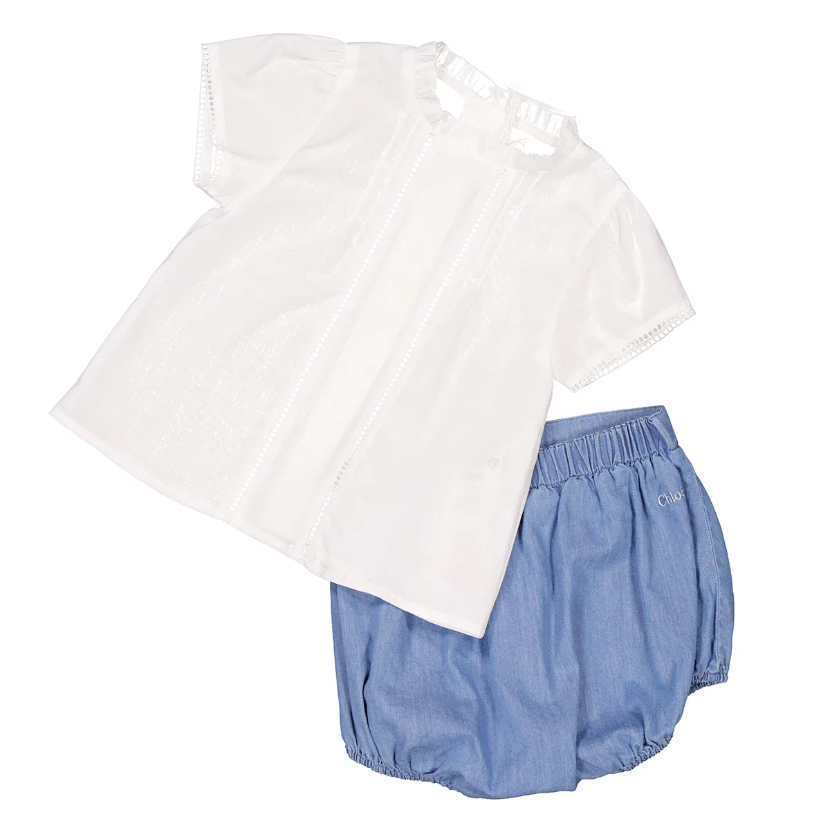 Комплект для младенца с рюшами из хлопка Chloé, White Blue — фото 2