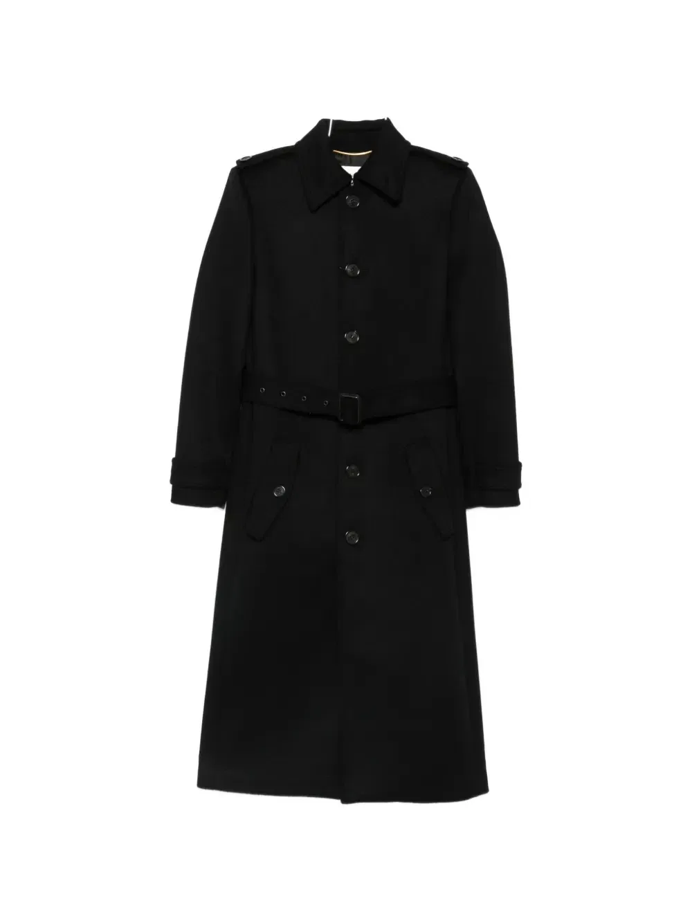 Пальто с запахом на одной пуговице от Saint Laurent, черный