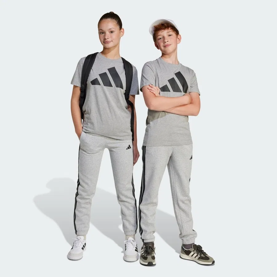 Спортивные штаны из футера с принтом 3 полосы adidas Sportswear JE0304 Essentials Pants Kids, Серо-черный