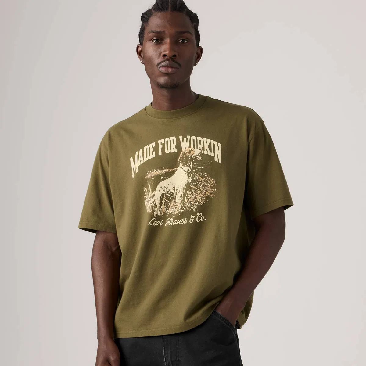 Футболка с графическим принтом для рабочей одежды Levi's, Made For Workin Dark Olive - Green