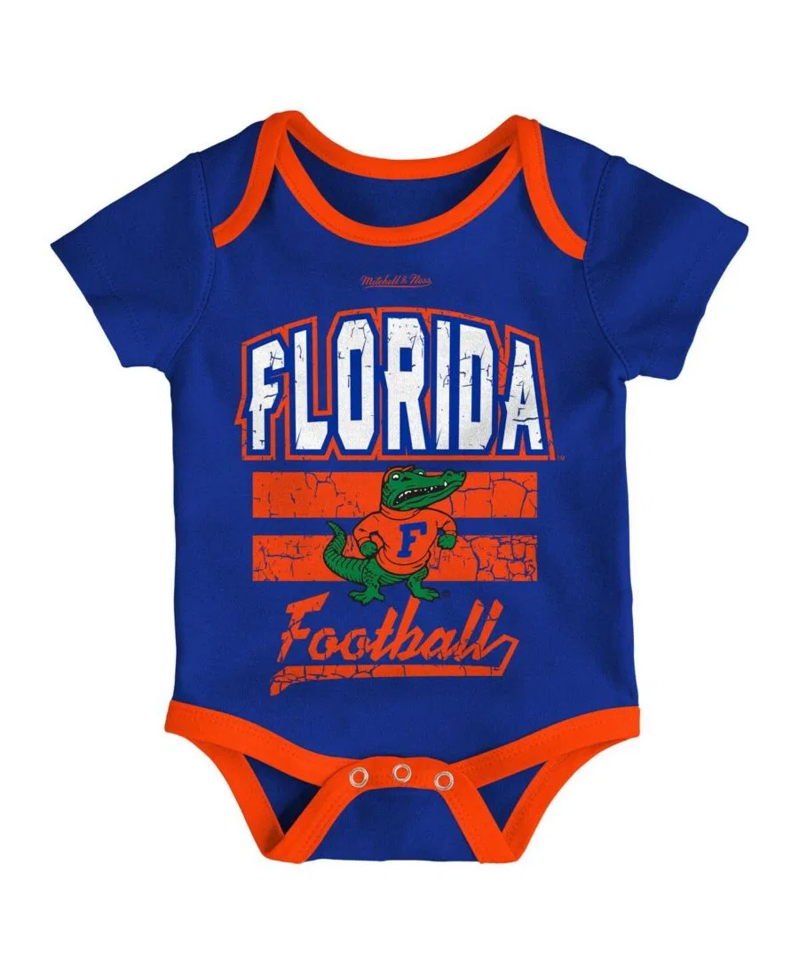 Комплект из 3 предметов для малышей: боди, слюнявчик и пинетки Florida Gators Mitchell & Ness, Royal — фото 4