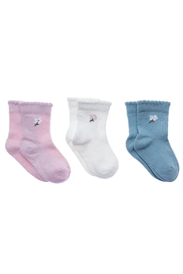 Детские носки для мальчиков с принтом 3-шт Ebebek Hello Baby, Light Pink