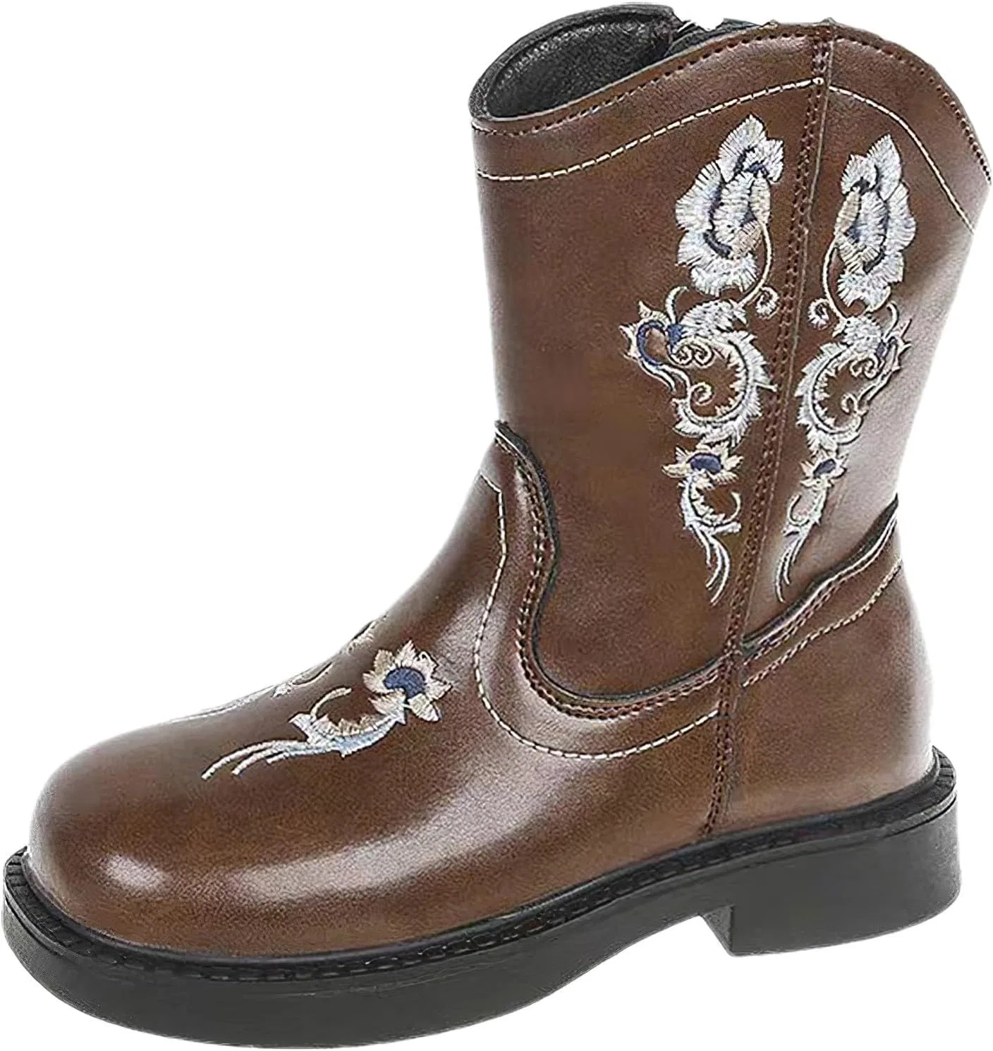 Детские сапоги для девочек с вышивкой Cowboy Western Boots rismart, Brown