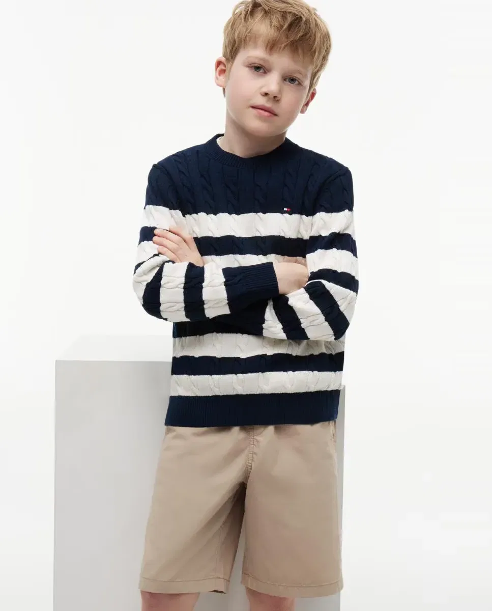 Детский джемпер для мальчиков с полосатым принтом Tommy Hilfiger, Azul — фото 3