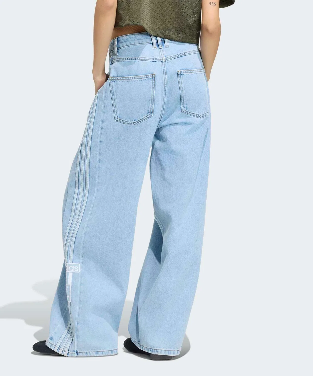 Женские джинсы свободного кроя Adibreak Mid Rise Wide Leg Denim Pants, Adidas, Blue — фото 2