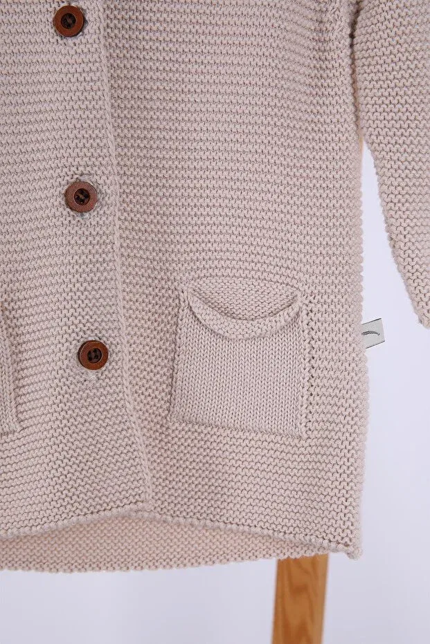 Детский кардиган с капюшоном хлопковый Basics Babyhola, Beige — фото 4
