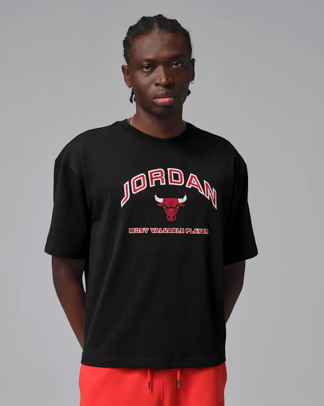 Мужская свободная футболка с графическим принтом Jordan Flight Essentials, Black/University Red