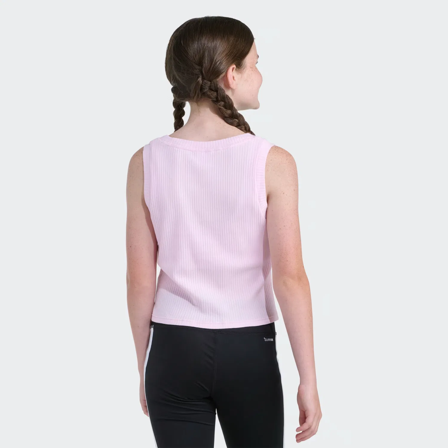 Детская майка в рубчик Rib Tank Adidas Sportswear, светло-розовый — фото 2