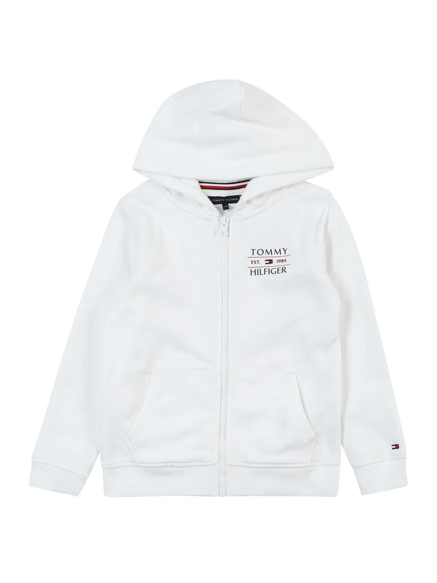 Худи на молнии TOMMY HILFIGER белого цвета