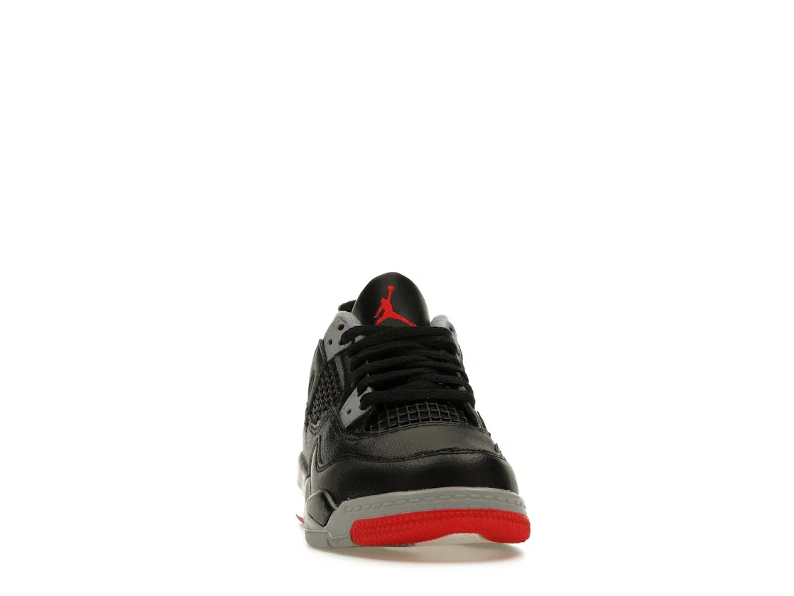 Детские кроссовки с кожаным верхом Jordan 4 Retro Bred Reimagined Jordan, Black/Cement Grey/Varsity Red/Summit White — фото 2