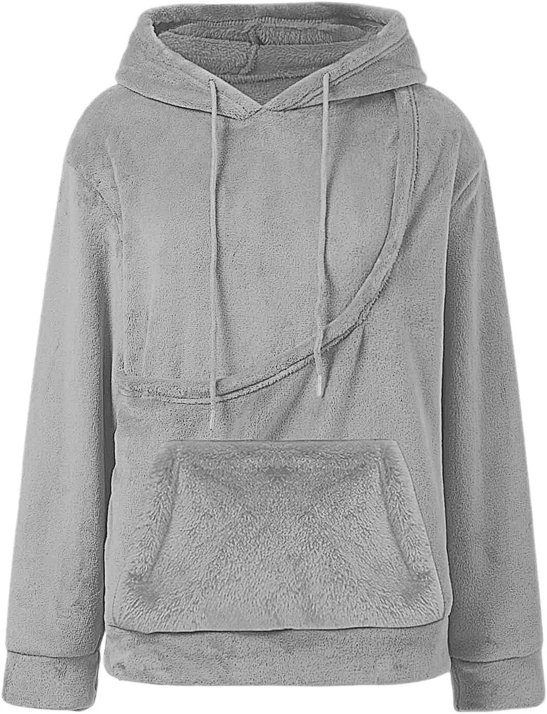 Женское худи с карманом для питомца, Fleece Oversized Sweatshirt With Pocket Front Carry Pouch For Small And Cats, Puppy Kitten Dogs Holder, серый — фото 4
