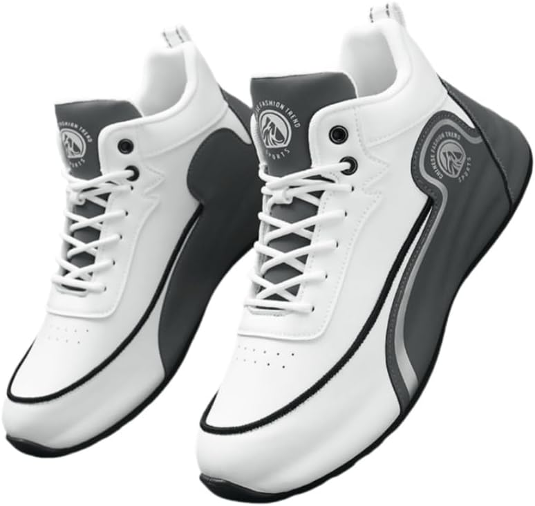 

Мужские кроссовки большого размера для повседневной носки и спорта - с амортизацией, дышащие, противоскользящие, прочные, на толстой подошве, стильные и универсальные, подходят для занятий на улице и повседневной активности Fmshi, белый/серый