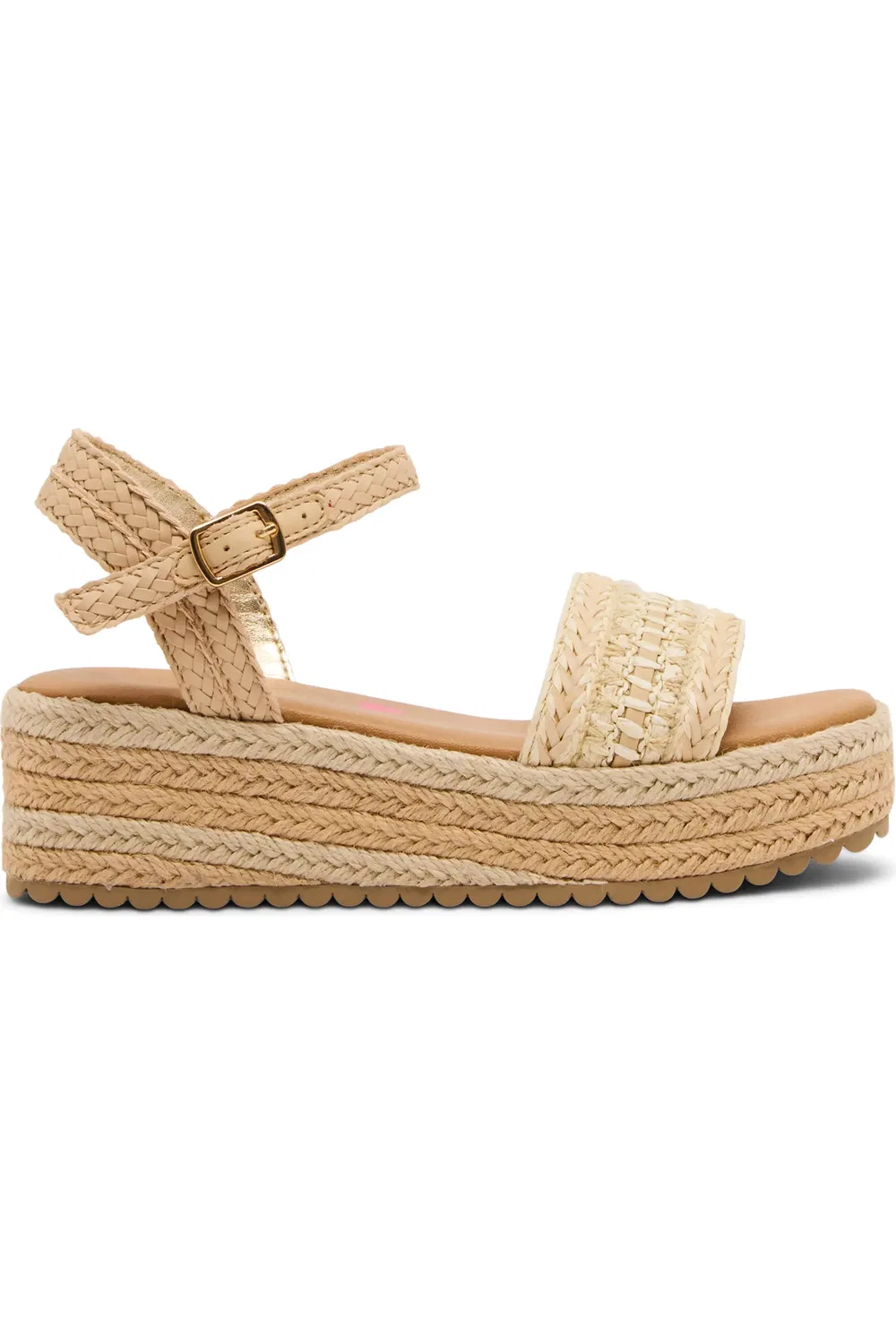 Детские сандалии эспадрильи на танкетке с ремешком Jkiko Steve Madden, Natural — фото 2