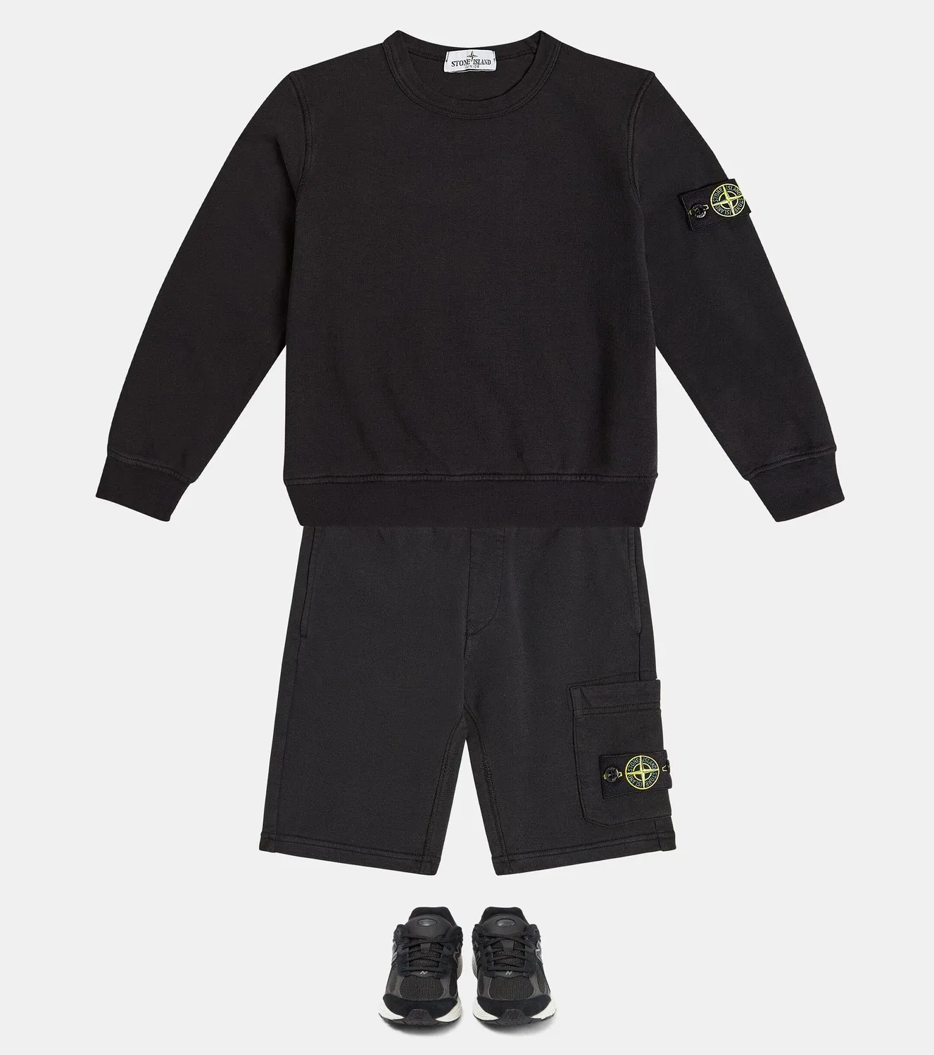Шорты хлопковые Stone Island Junior, черный — фото 2