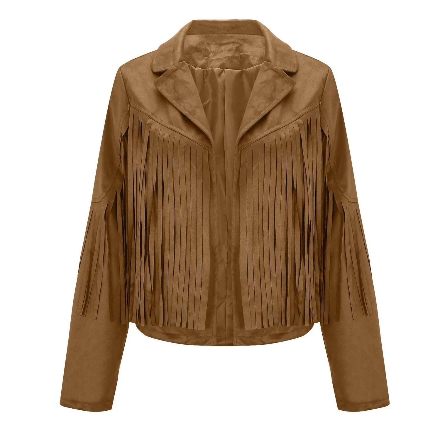 Женская куртка с бахромой Vintage Leather Jacket, Cachi — фото 3