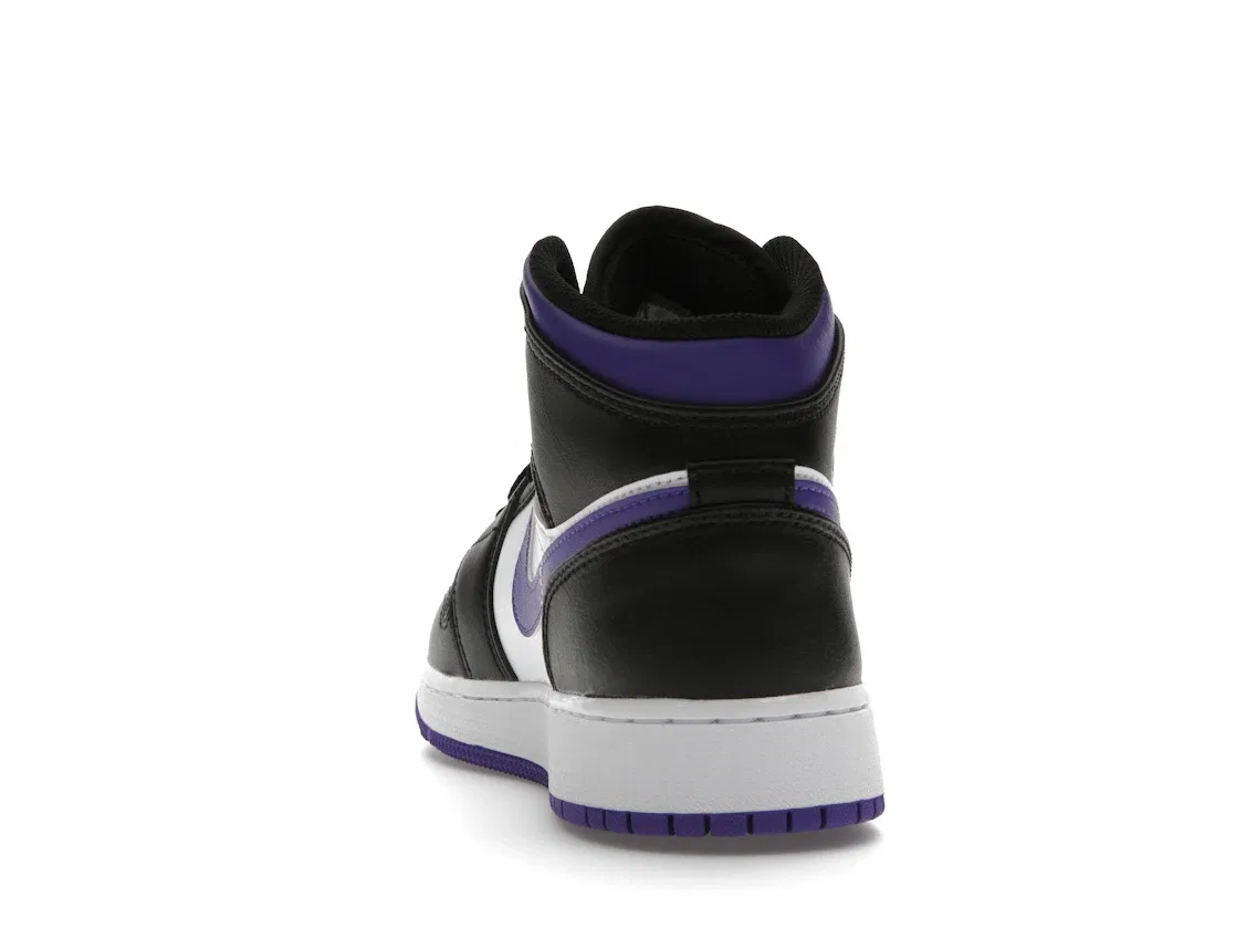 Детские кроссовки с кожаным верхом Jordan 1 Mid Jordan, Black/Dark Iris/White/Court Purple — фото 4