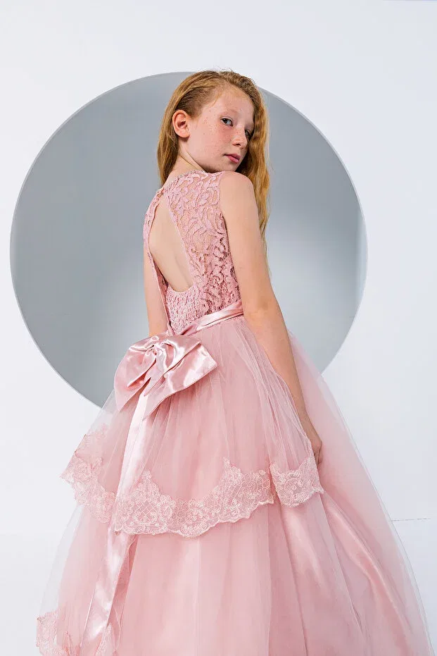 Детское платье для девочек с кружевной отделкой Evening Dress Incity, Pink — фото 4