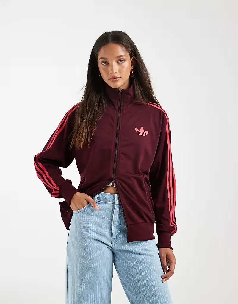 Спортивная куртка Adidas Originals Firebird свободного кроя, бордовый/розовый