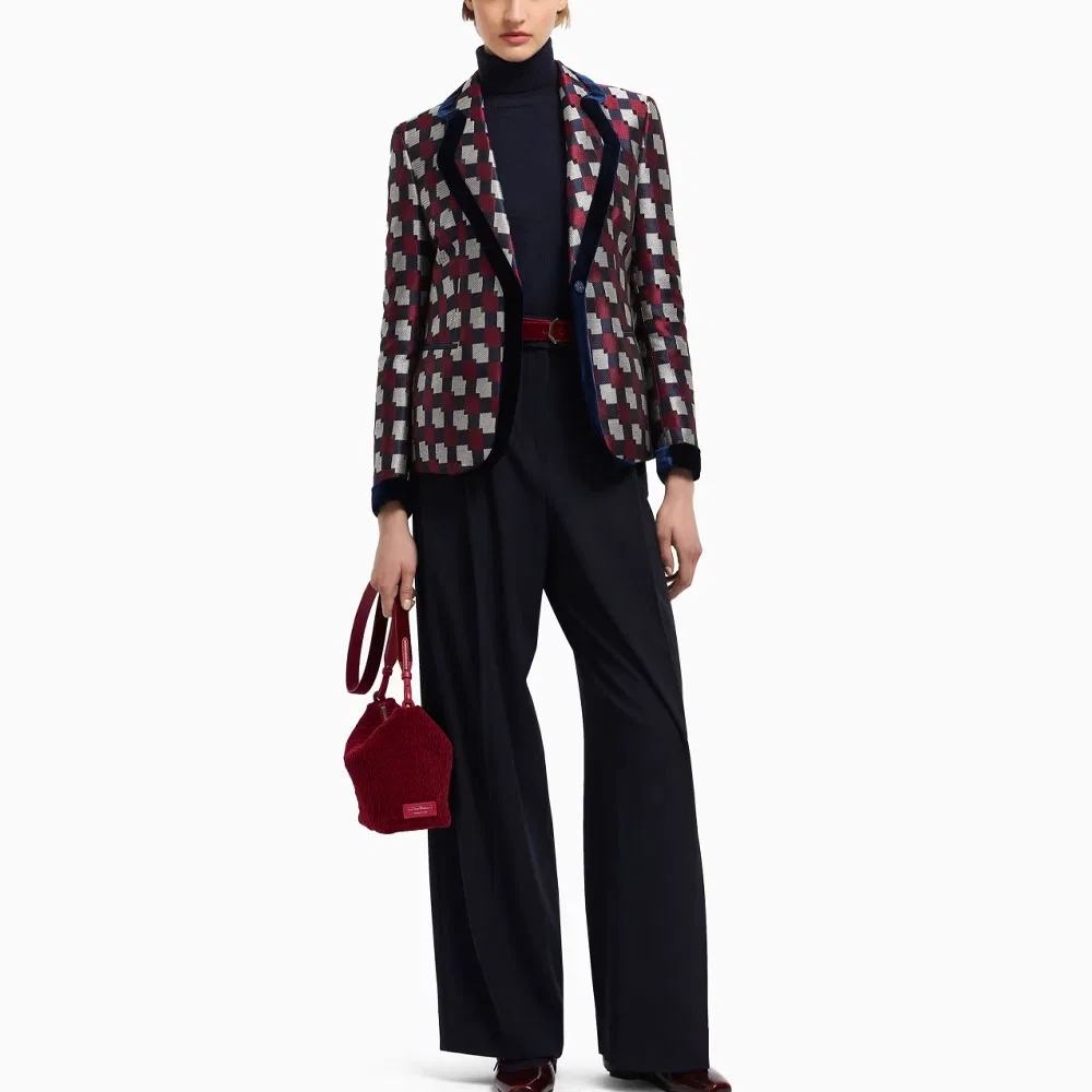 Женский пиджак однобортный с принтом Emporio Armani, Multicolor — фото 4
