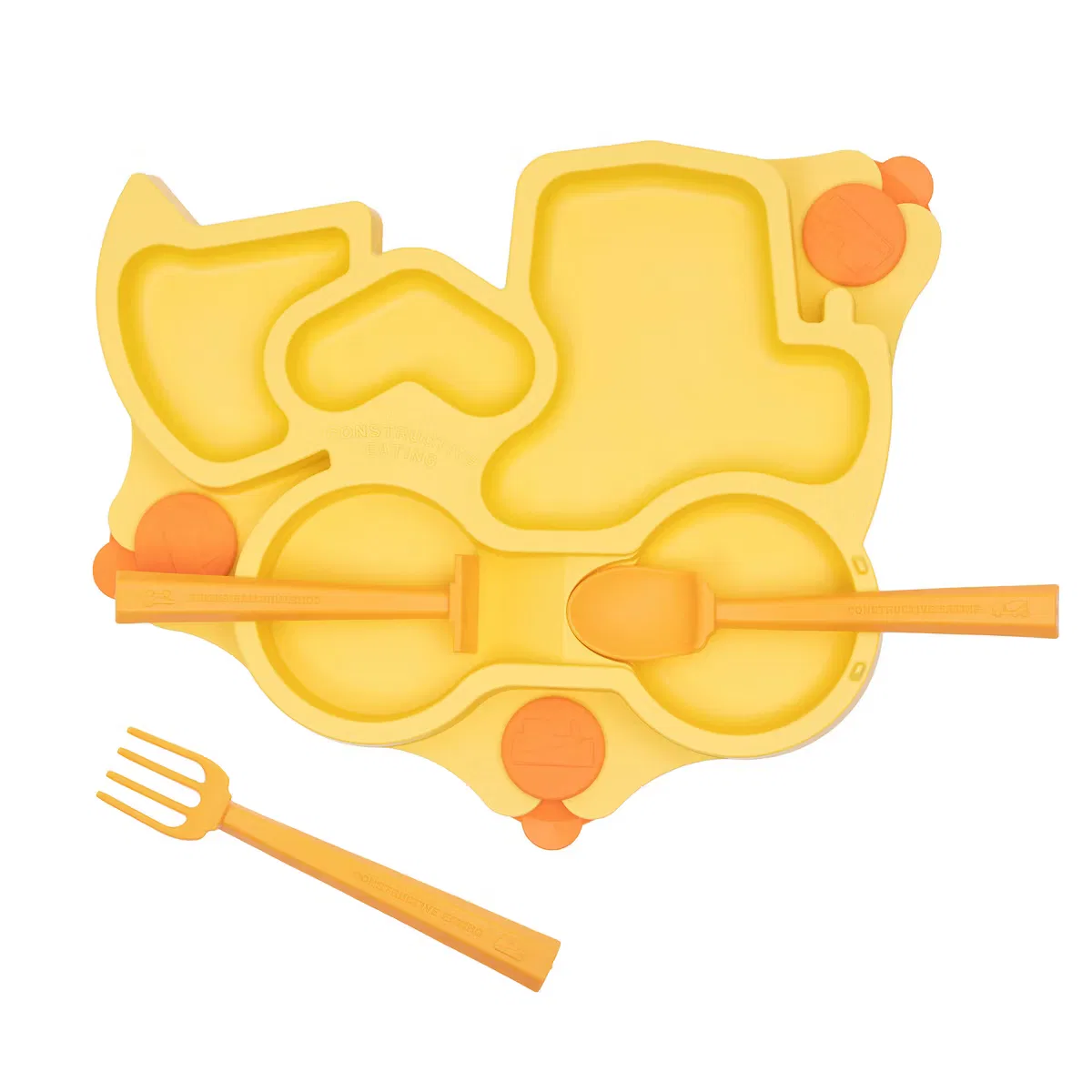 Набор детской посуды с присоской и приборами Truck Theme Constructive Eating, Yellow
