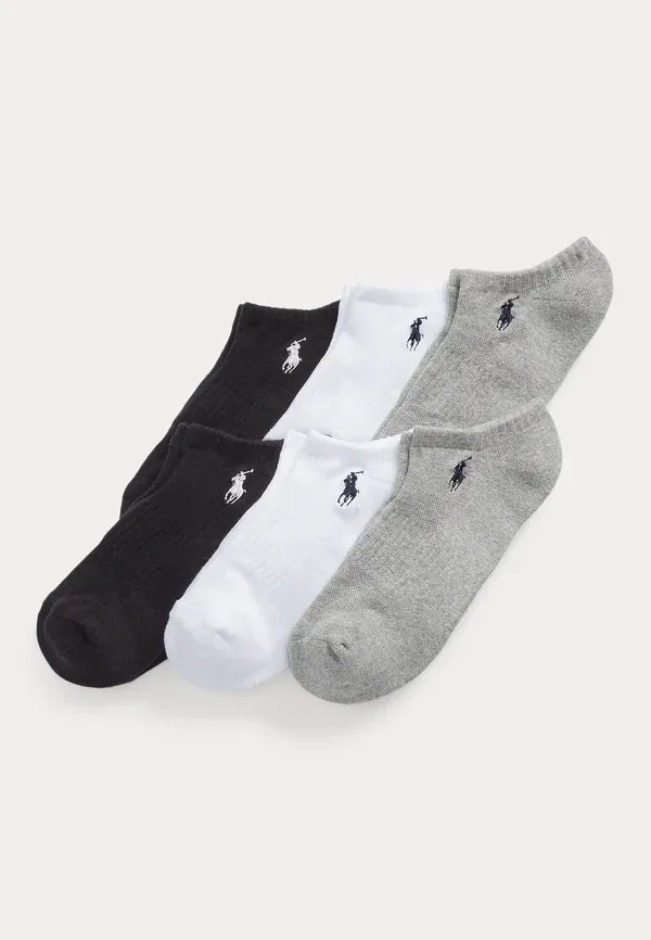 Носки низкие из хлопка 6 пар Cotton-blend low-cut-sock Polo Ralph Lauren grey, white, белый/черный/серый
