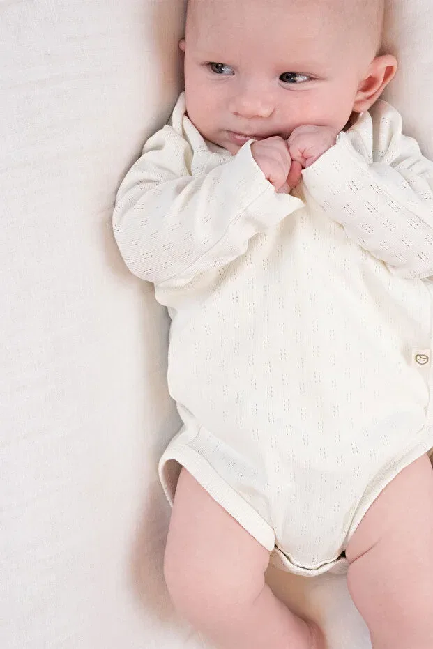Детское боди-комбинезон с длинным рукавом Basics Little Gusto, Ecru — фото 3
