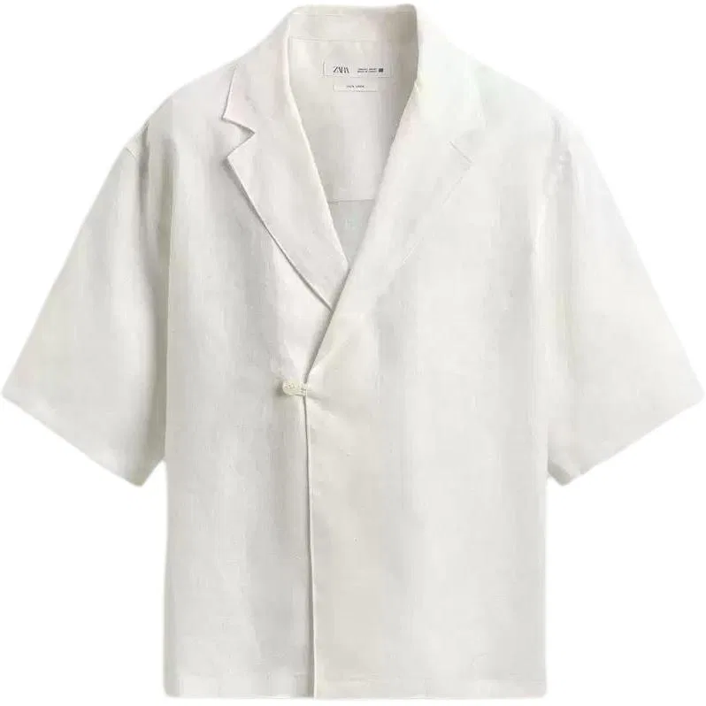 Мужская рубашка с V-образным вырезом, прямой крой White ZARA, White