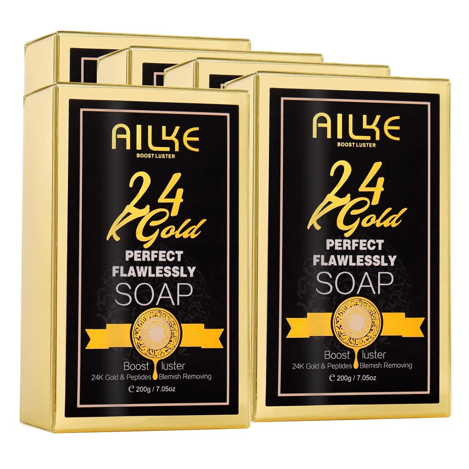 Мыло для лица и тела AILKE 24K Perfect Flawlessly Whitening, 200 г, Pack of 5 Ailke Boost Luster